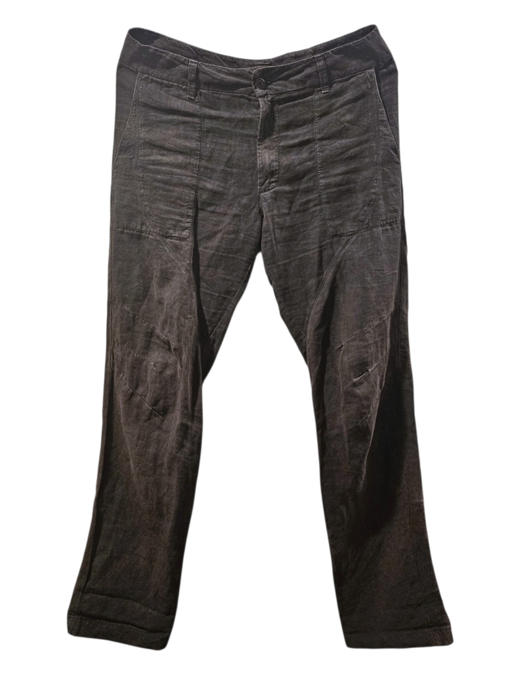 Dondup Women's Dark Brown Linen Straight-Leg Chinos Italy44